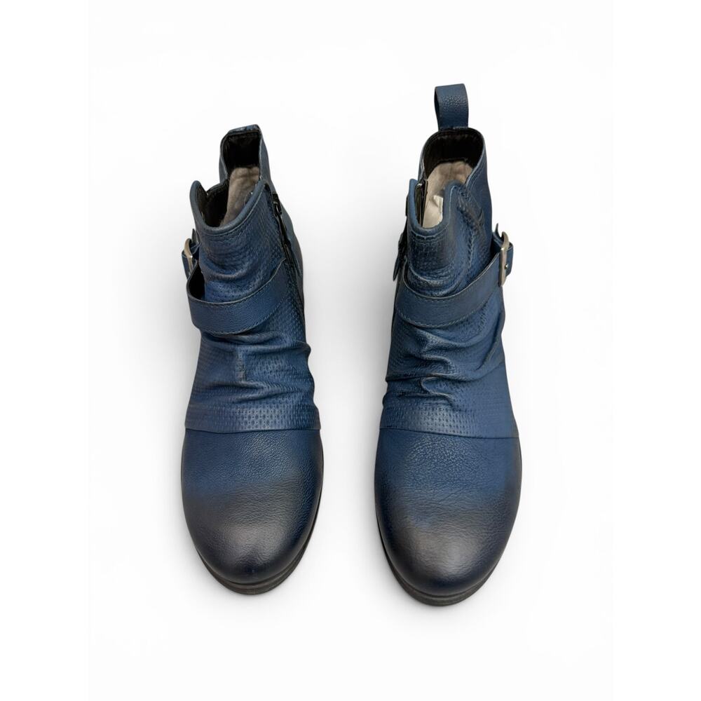 Miz Mooz Suzy Sapphire Blue Leather Ankle Booties Women’s 8.5 NIB - Picture 4 of 7